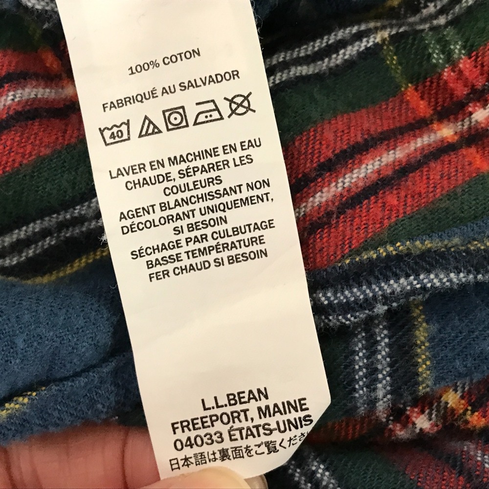 LL Bean Mens XL Scotch Plaid Flannel Shirt Traditional Fit Blue Red Cotton 22806 - Picture 8 of 12